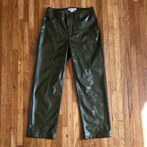 Olive Green Faux Leather Snake Print Pantsuits
